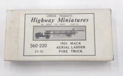 Highway Miniatures 360-220 HO Jordan 1923 Mack Aerial Ladder Fire Truck Kit