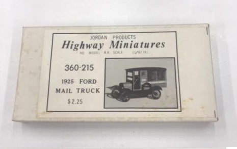 Jordan Products 360-215 HO Highway Miniatures 1925 Ford Mail Truck Model Kit