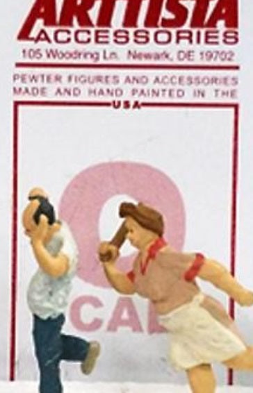 Arttista 1584 HO Woman Chasing Man w/ Rolling Pin
