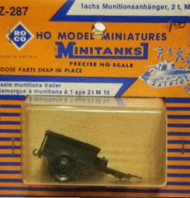 Roco Z-287 1:87 Minitanks 1 Axle Munitions Trailer  Munitionsanhanger 2 t, M 10