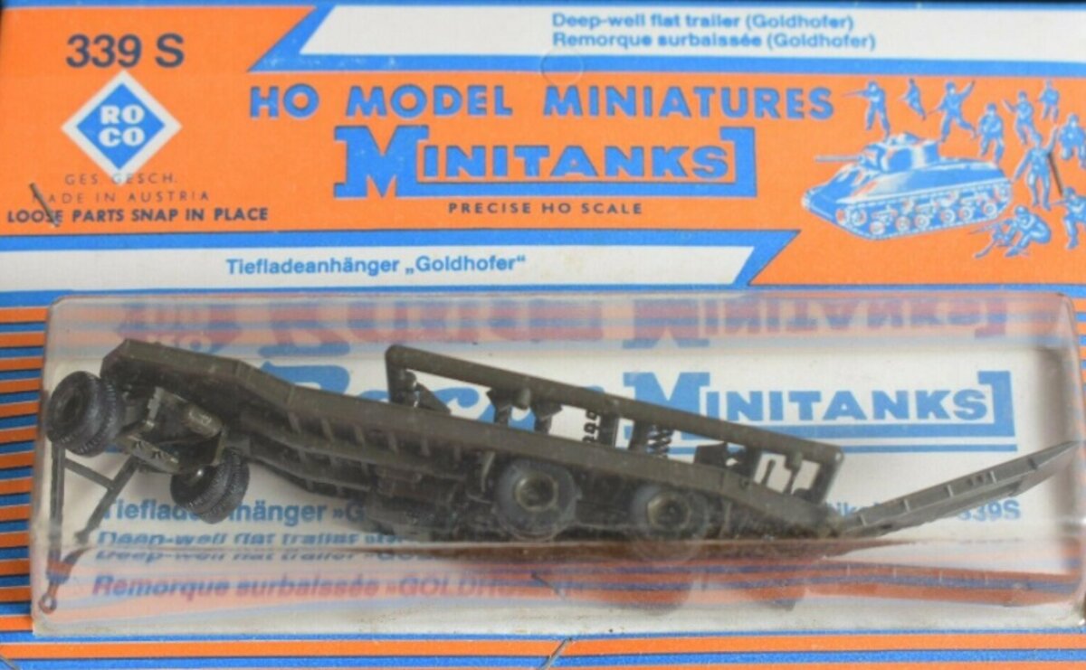 Roco 339 S 1:87 Minitanks Deep-well Flat Trailer