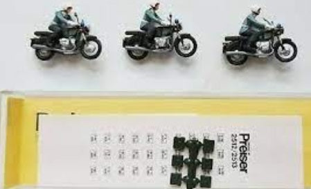 Preiser 2815 HO German Military Policemen on Motorcycles Figures (Set of 3)