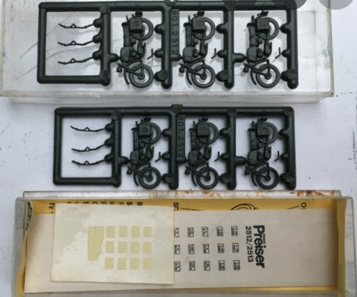Preiser 2512 HO Unpainted Motorcycles Plastic Model Kit (Set of 3)