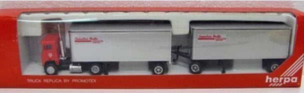 Herpa 5189 HO Canadian Pacific Merchandise Service White Tractor 2 Trailer