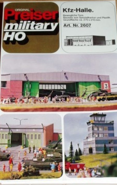Preiser 2607 HO Military KFZ-Halle Tank Garage Plastic Building Kit