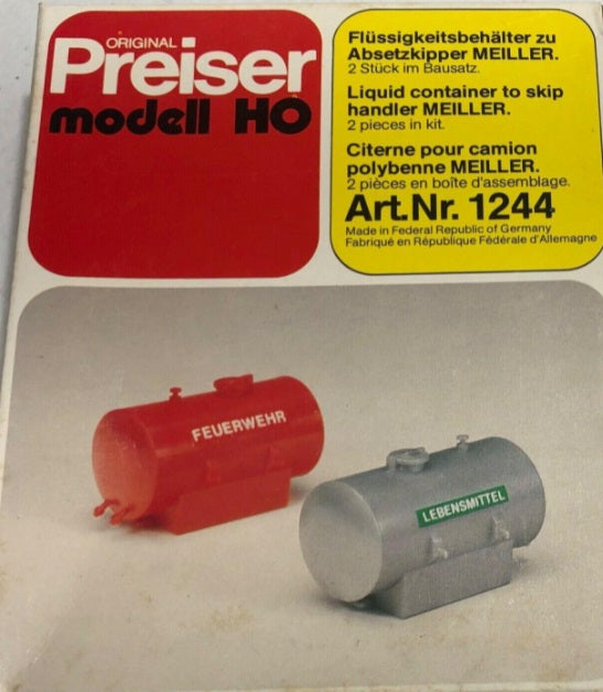 Preiser 1244 HO Liquid Container to Skip Handler Meiller Plastic Kit (Set of 2)