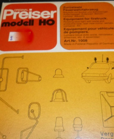 Preiser 1008 HO Fire Truck Equipment Plastic Model Kit