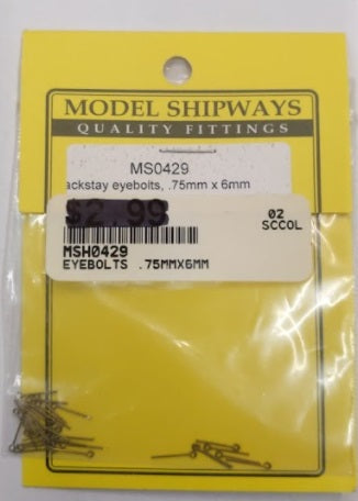 Model Shipways 429 Jackstay Eyebolts .75x6 mm
