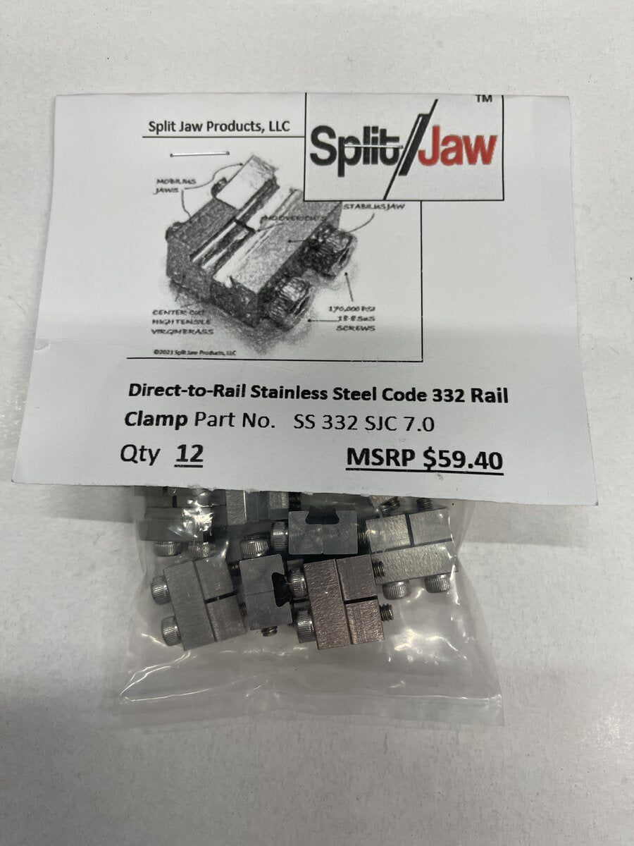 Split Jaw 332-SJC Direct-to-Rail Stainless Steel Clamp (Pack of 12)