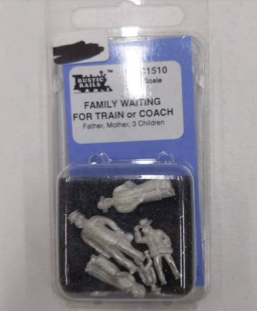 Rustic Rails C1510 HO Unpainted Family Waiting for Train or Coach Figures
