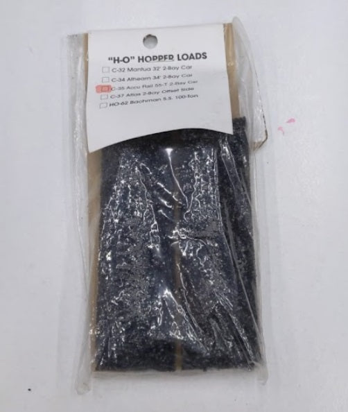 Blue Mountain C-35 HO Hopper Coal Loads Accu-Rail 55-T 2-Bay Car (Pack of 2)