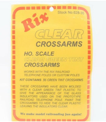 Rix Products 628-0035 HO Railroad Telephone Pole Clear Green Tint Crossarms