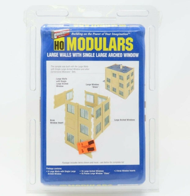 Walthers 933-3734 HO Modulars Large Walls w/ Single Large Arched Window Kit