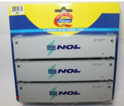 Athearn 2871 HO NOL 45' Corrugated "Dry Box" Container (Pack of 3)