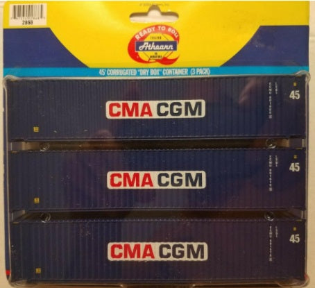 Athearn 2868 HO CMA CGM 45' Drybox Containers (Pack of 3)