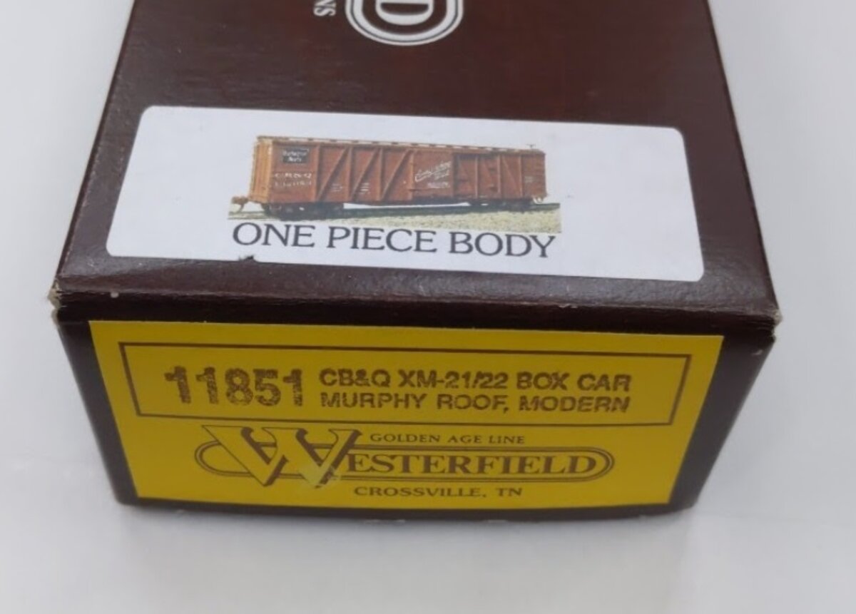 Westerfield 11851 HO CB&Q XM-21/22 Box Car Murphy Roof Modern