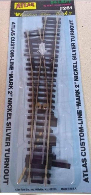 Atlas 261 HO #4 Left Nickel Silver Switch Turnout