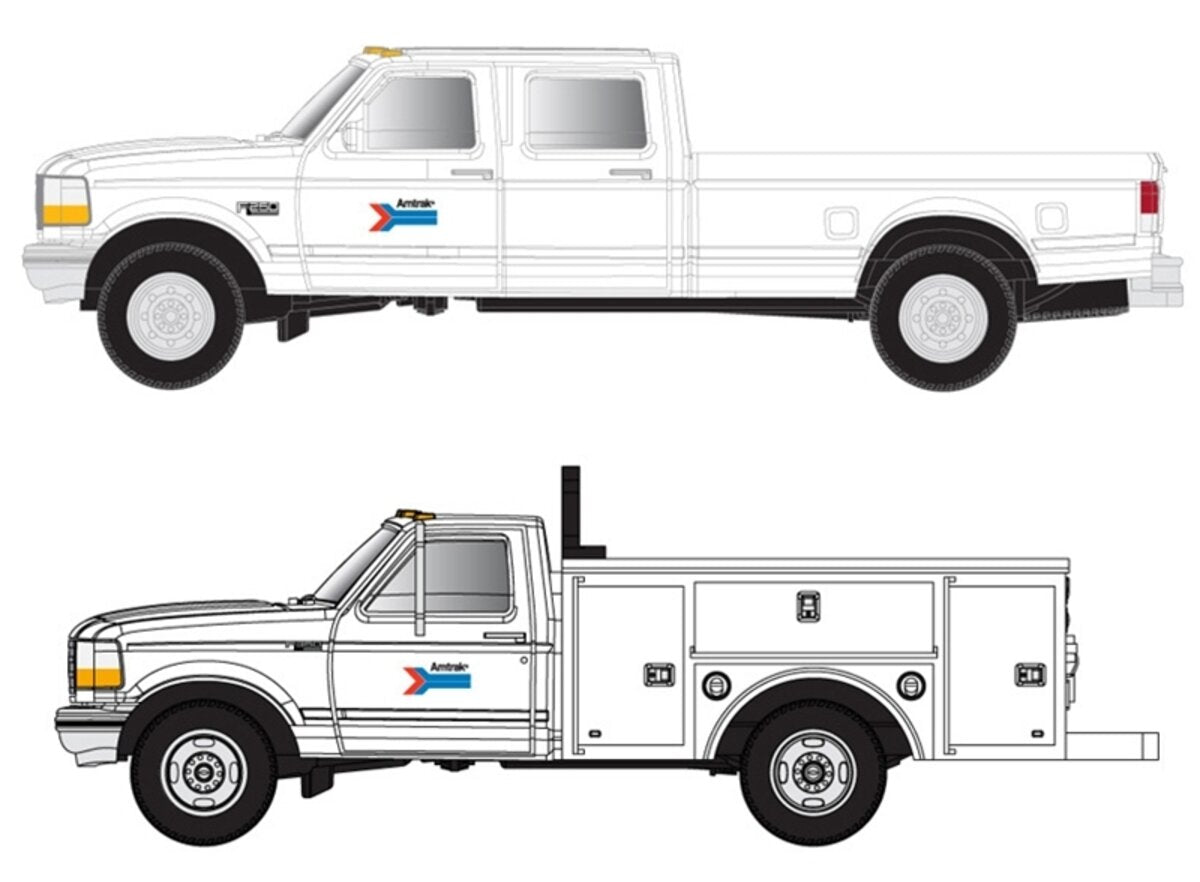 Atlas 60000151 N Amtrak White 1992 Ford F-250/F-350 Pickup Truck (Set of 2)