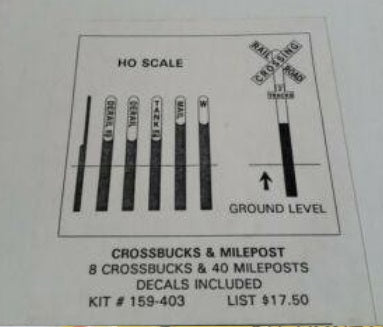 BH Models 159-403 HO Crossbucks & Milepost