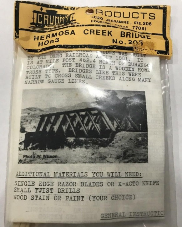 Crummy Products 205 HOn3 Hermosa Creek Narrow Gauge Bridge