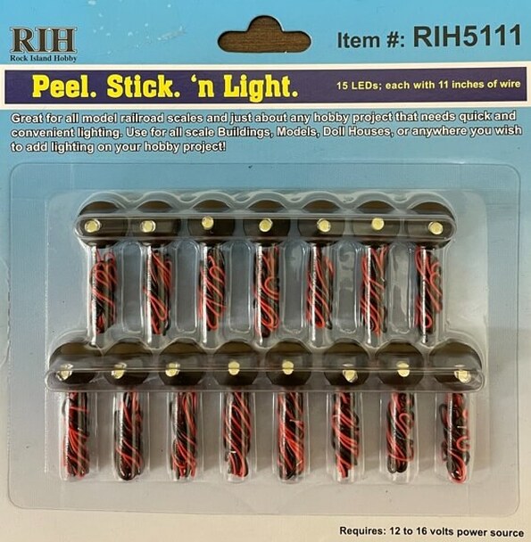 Rock Island Hobby RIH5111 Peel Stick N Light LEDs (Pack of 15)
