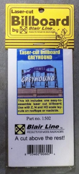 Blair Line 1502 Z, N And HO Laser-Cut Billboard GREYHOUND
