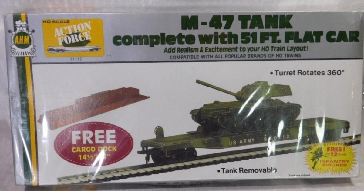 AHM 11112 HO M-47Tank Complete With 51Ft. Flat Car