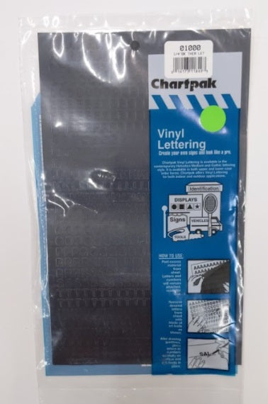 Chartpak 01000 Black Vinyl Lettering Self-Adhesive Capital Letters & Numbers