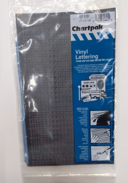 Chartpak 01100 Black Vinyl Lettering Numbers