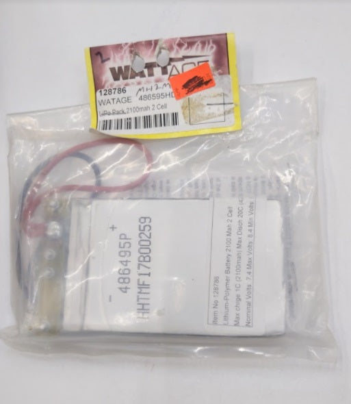 Wattage 128786 486495P Lipo Pack 2100mah 2 Cell Battery