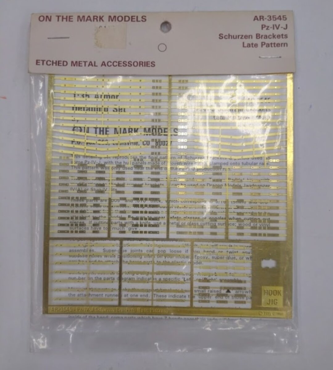 On The Mark Models AR-3545 1:35 PZ-IV-J Schurzen Brackets Late Pattern Aircraft