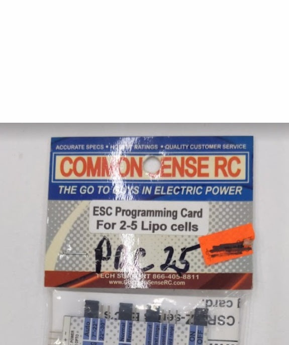 Common Sense RC PRC25 ESC Programming Card for 2-5 Lipo Cells