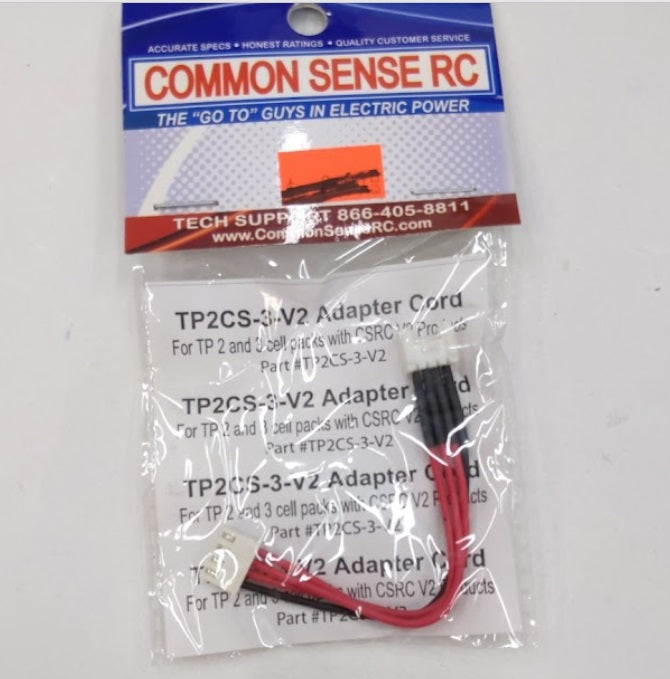 Common Sense RC TC2CS-3-V2 Adapter Cord for TP 2 and 3 Cell packs w CSRC V2 Prod