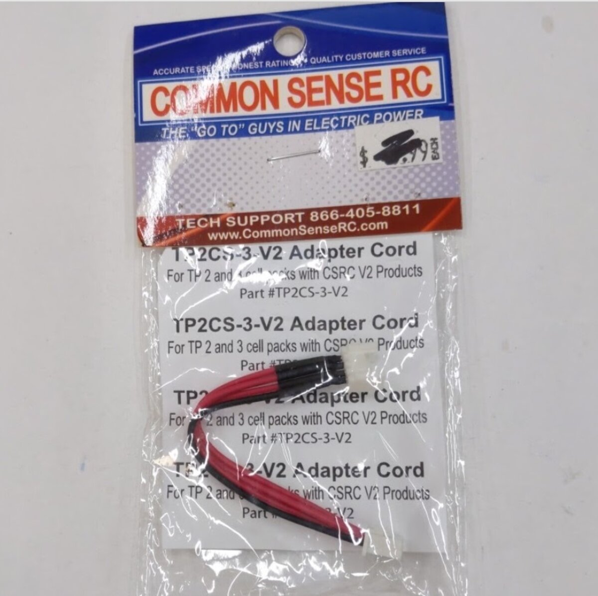 Common Sense RC TP2CS-3-V2 Adapter Cord for TP 2 and 3 Cell Packs w/ CSRC V2 Pro