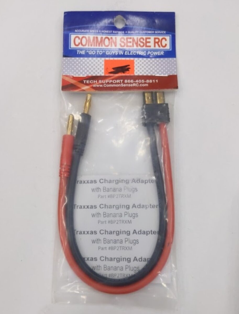 Common Sense RC BP2TRXM Traxxax Charging Adapter w/ Banana Plugs