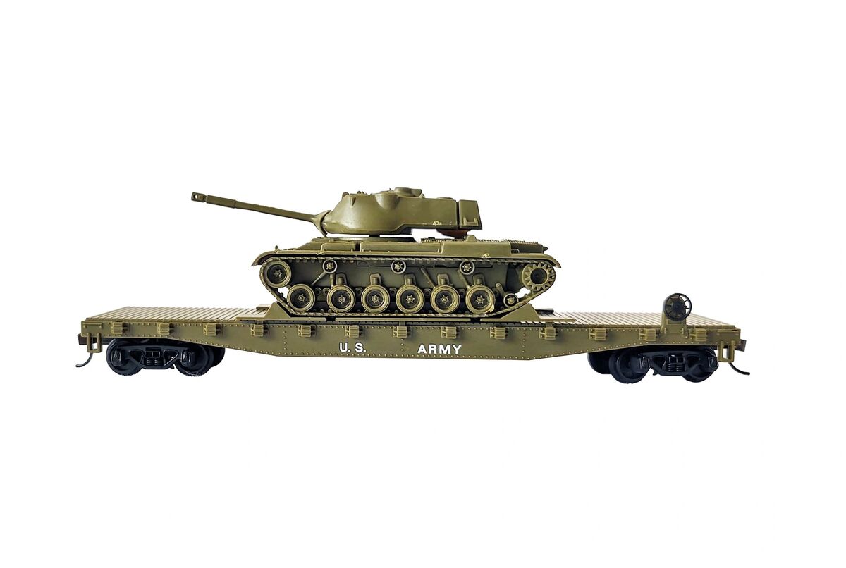 Rock Island Hobby 032160 HO U.S. Army Flat Car with Tank