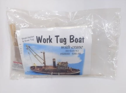 Model Tech Studios S0040 HO Work Tug Boat With Crane Resin Kit