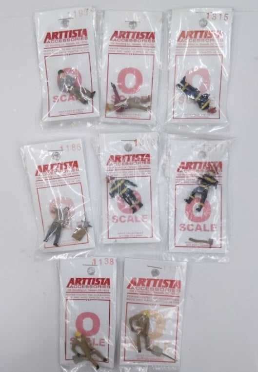 Arttista Lot of 8 O Scale Figures Firefighter / Workers