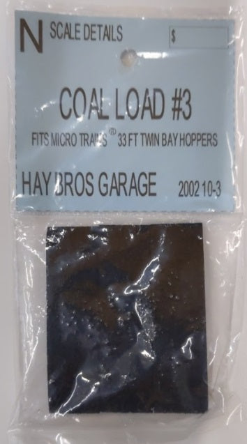 Haybros 2002 10-3 N Coal Load #3 Fits Micro Trains 33 Ft. Twin Bay (Pack of 3)