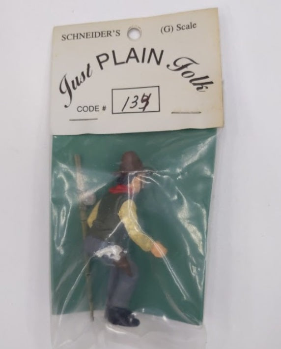 Just Plain Folk 134 G Scale Sitting Fisherman with Fishing Pole and Gun