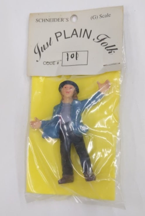 Just Plain Folk 101 G Scale Man with Hat Waving