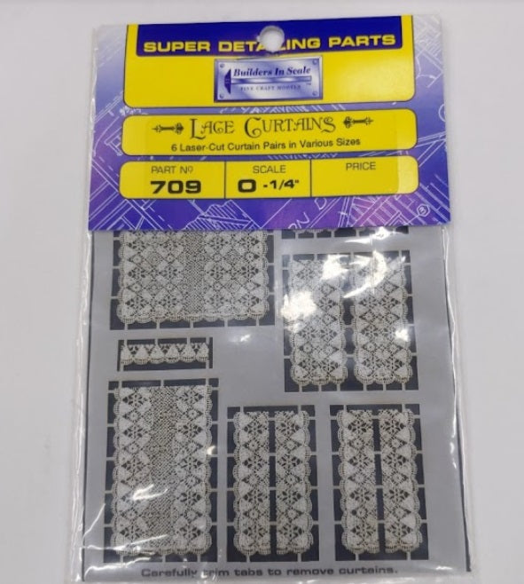 Builders-in-Scale 709 O Scale Laser Cut Lace Curtains (Pack of 6)