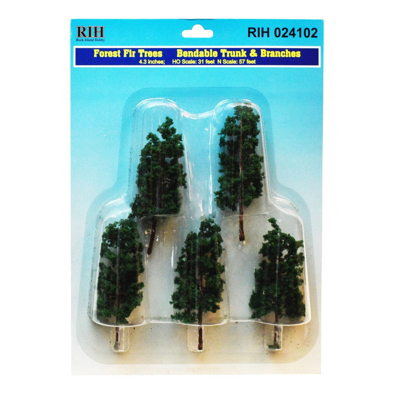 Rock Island Hobby 024102 4.33"  Forest Fir Trees (Set of 5)