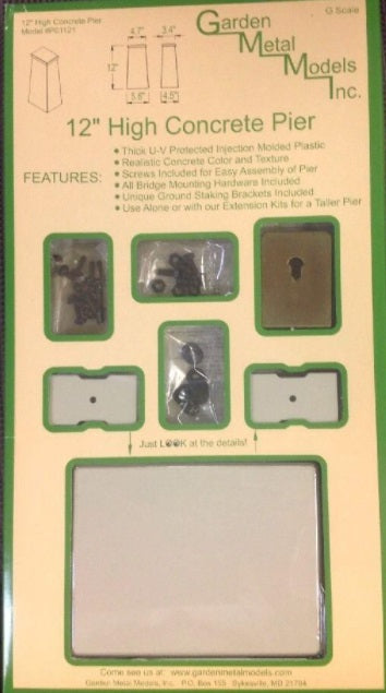 Garden Metal Models, Inc. P01121 HO 12" High Concrete Pier Kit