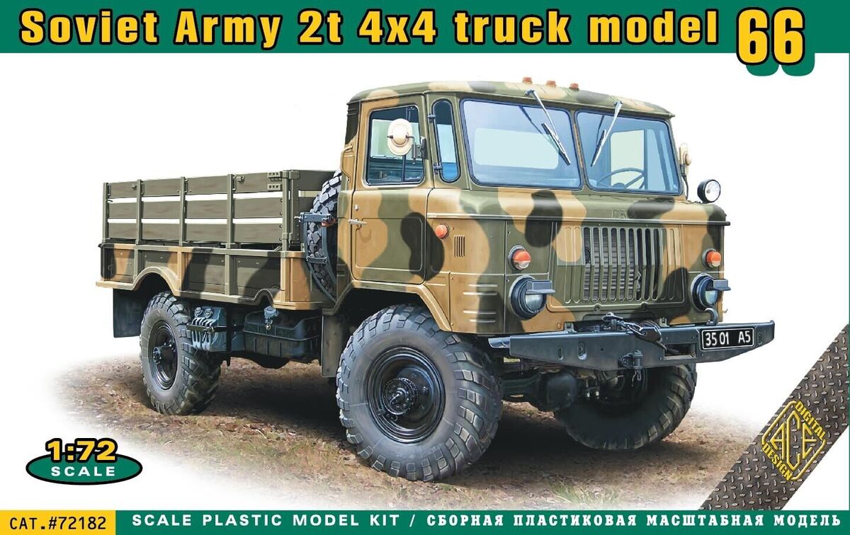 ACEs 72182 1:72 Soviet Army 2-Ton 4x4 Truck66 Military Vehicle Model Kit