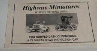 Highway Miniatures 360-228 HO 1904 Curved Dash Oldsmobile & Olds Railroad Ins.