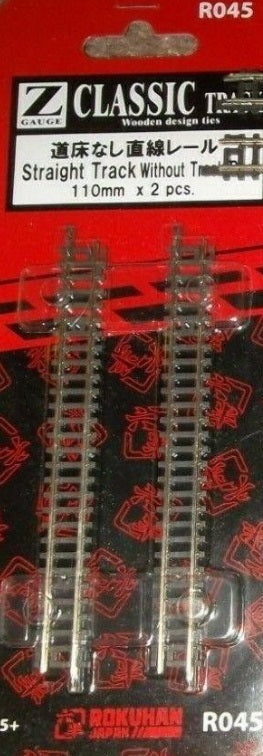 Rokuhan R045 Z Straight Track Without Track Bed 110mm (Pack of 2)