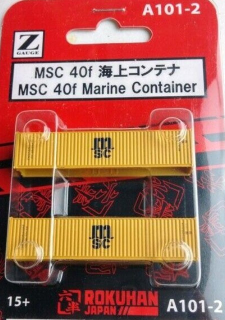 Rokuhan A101-2 Z MSC 40F Marine Container (Pack of 2)