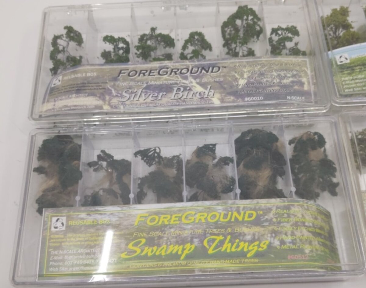 The N Scale Architect 1-60512 Lot of 5 Z Scale Trees Mix Greens Swamp Things