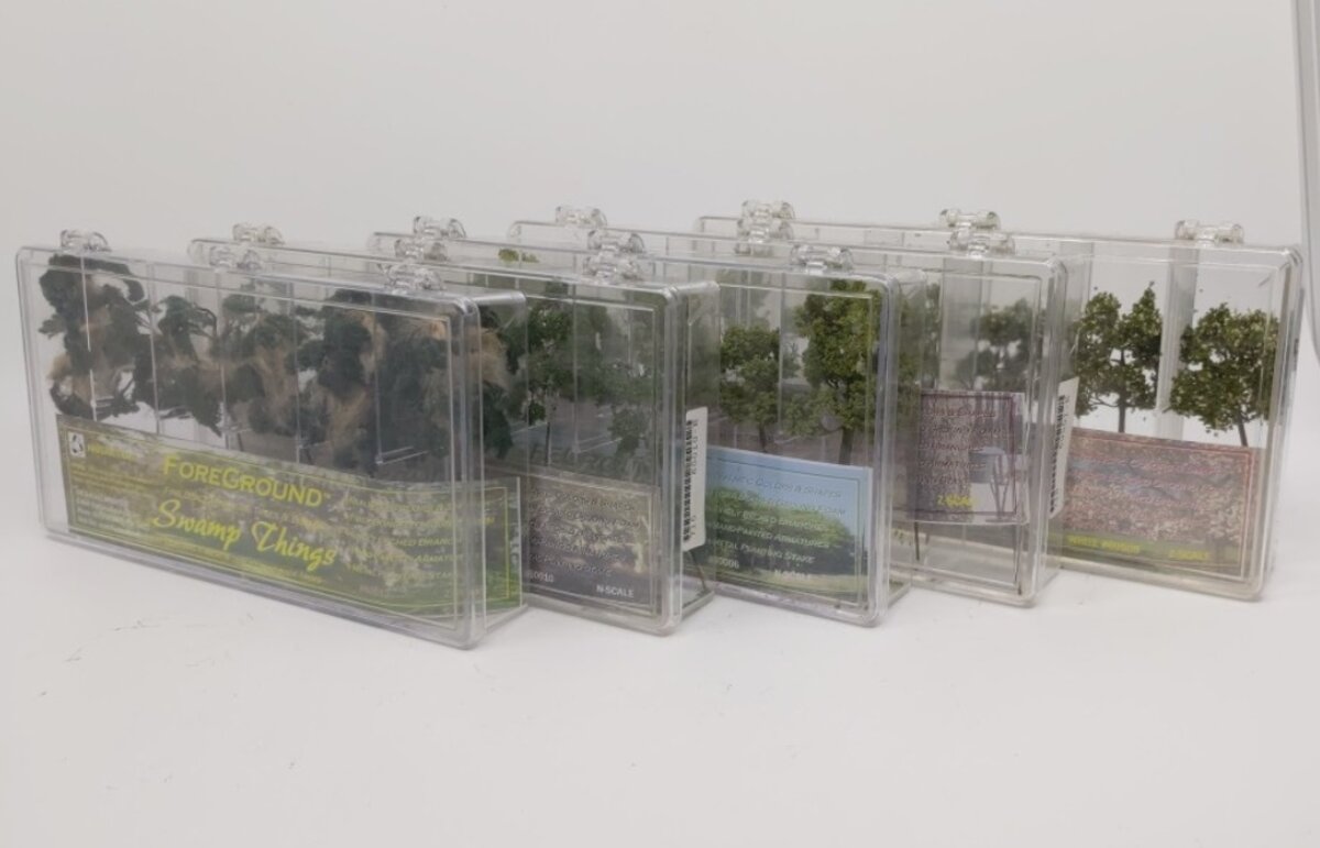 The N Scale Architect 1-60512 Lot of 5 Z Scale Trees Mix Greens Swamp Things
